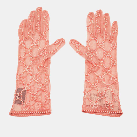 Gucci | Accessories | Gucci Nojum Pink Logo Embroidered Tulle